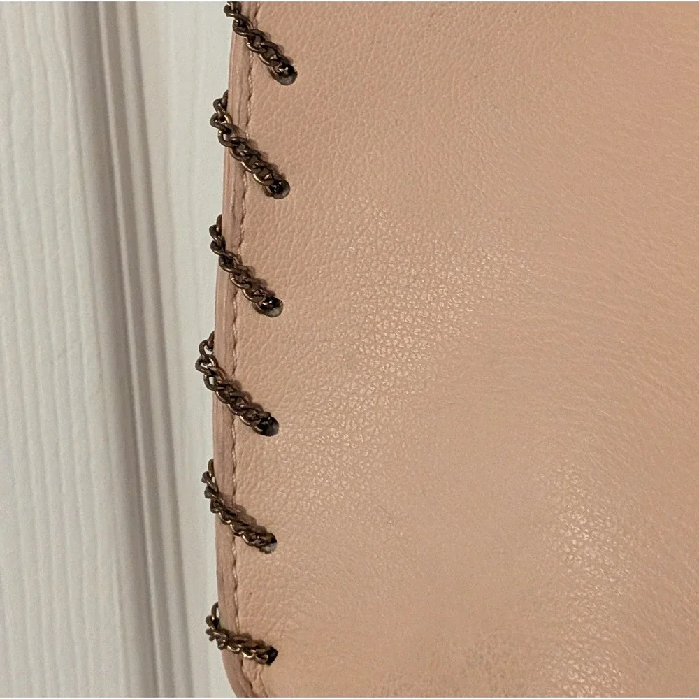 Jessica Simpson Blush Pink Chain Whipstitch Tote Bag Large Faux‎ Leather
